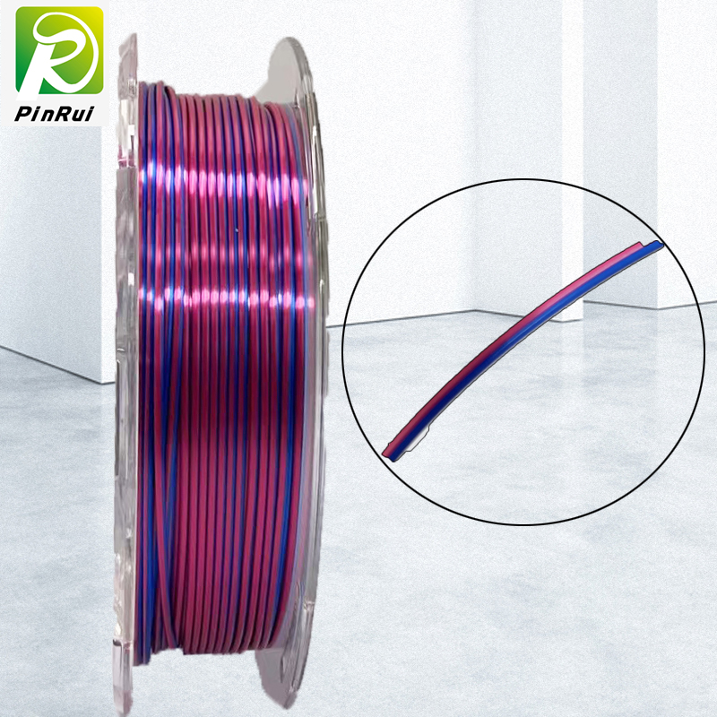 Pinrui 2 farver i filament Dual Color Silk Filament til 3D-printer