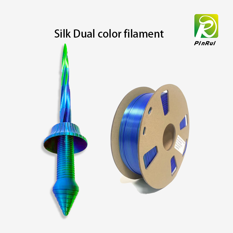 To farver i filament dobbelt farve silke filament til 3D printer varm filament pinrui